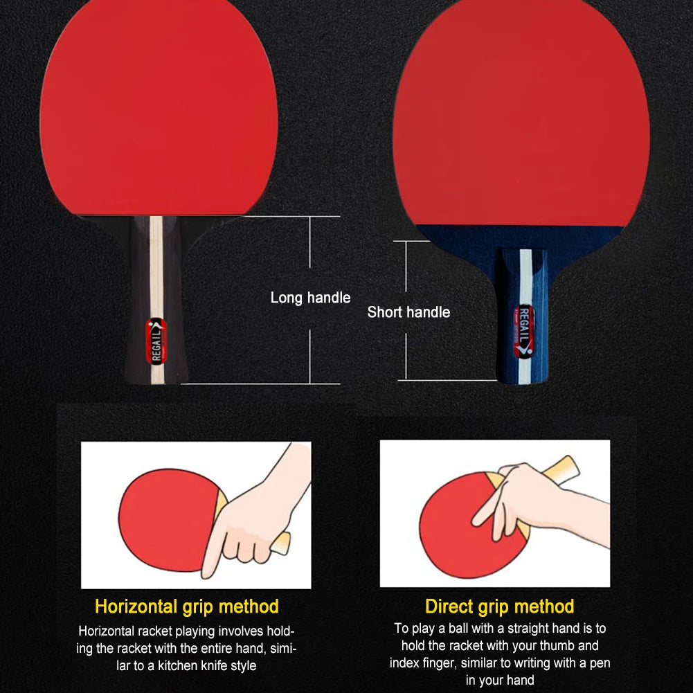 Table Tennis Racket 2 Rackets & 3 Balls Ping Pong Paddles Set Professional 2 Player Ping Pong Set with Bag for Tournament Play