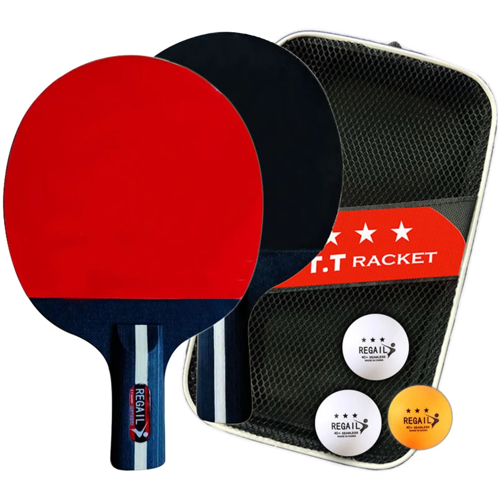 Table Tennis Racket 2 Rackets & 3 Balls Ping Pong Paddles Set Professional 2 Player Ping Pong Set with Bag for Tournament Play